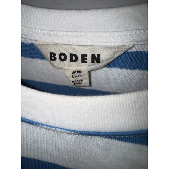 BODEN Mini Casual T-shirt Dress - Ivory & Blue 3/4‎ Sleeve Dress Size 4 US EUC - Picture 4 of 14